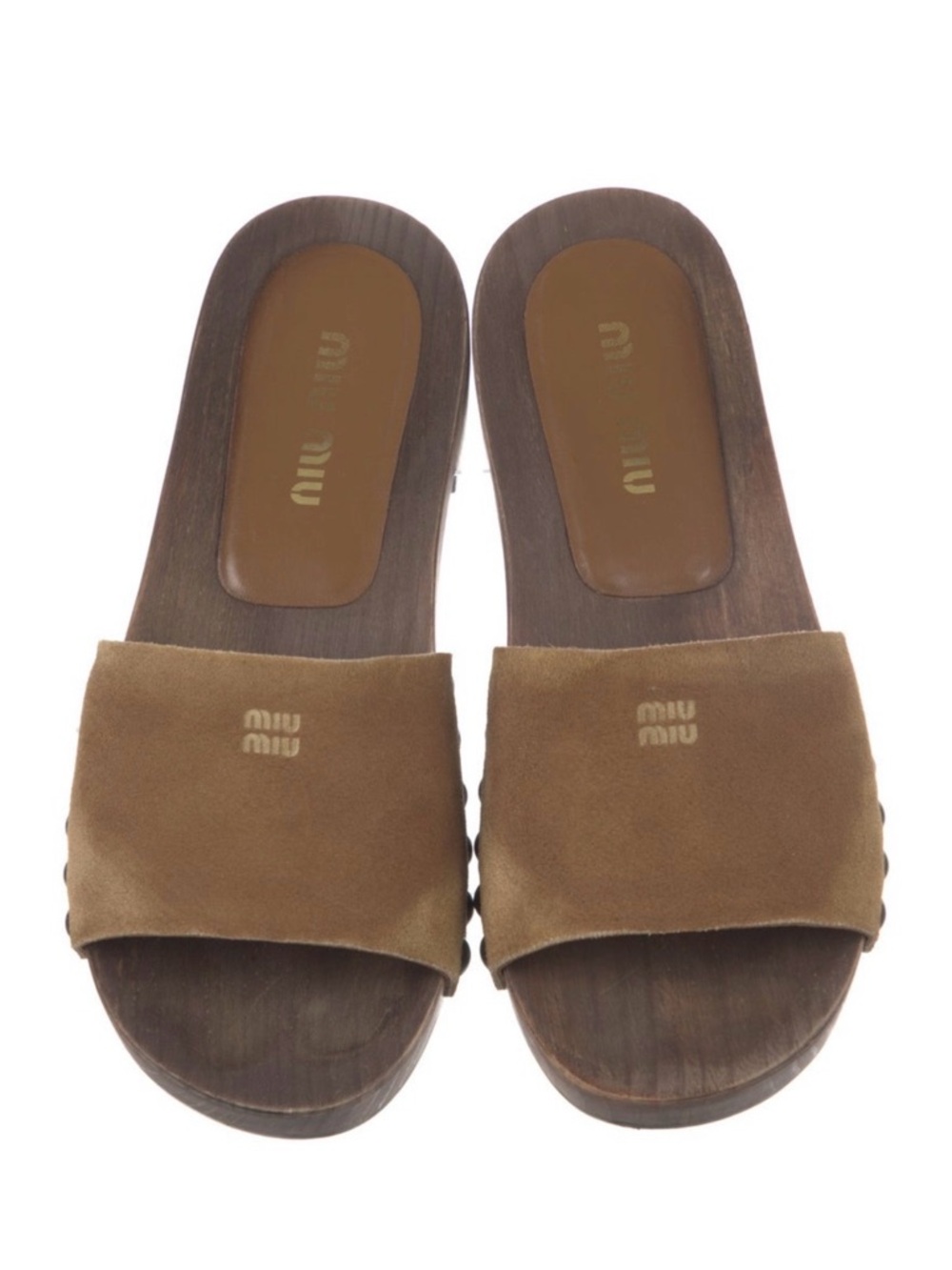 Miu Miu Tan Suede clogs ($925)